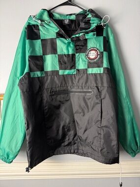 Lightweight Green & Black Checker Anorak Jacket - Demon Slayer Patch